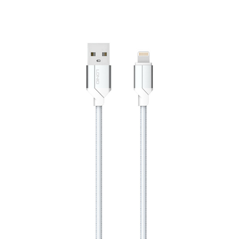 LDNIO USB-A to Lightning Charging Cable, 1 Meter, 2.4A, White - LS391