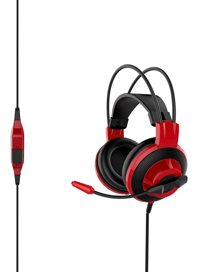 MSI Gaming Over Ear Wired Headphone with Microphone, Red - DS501