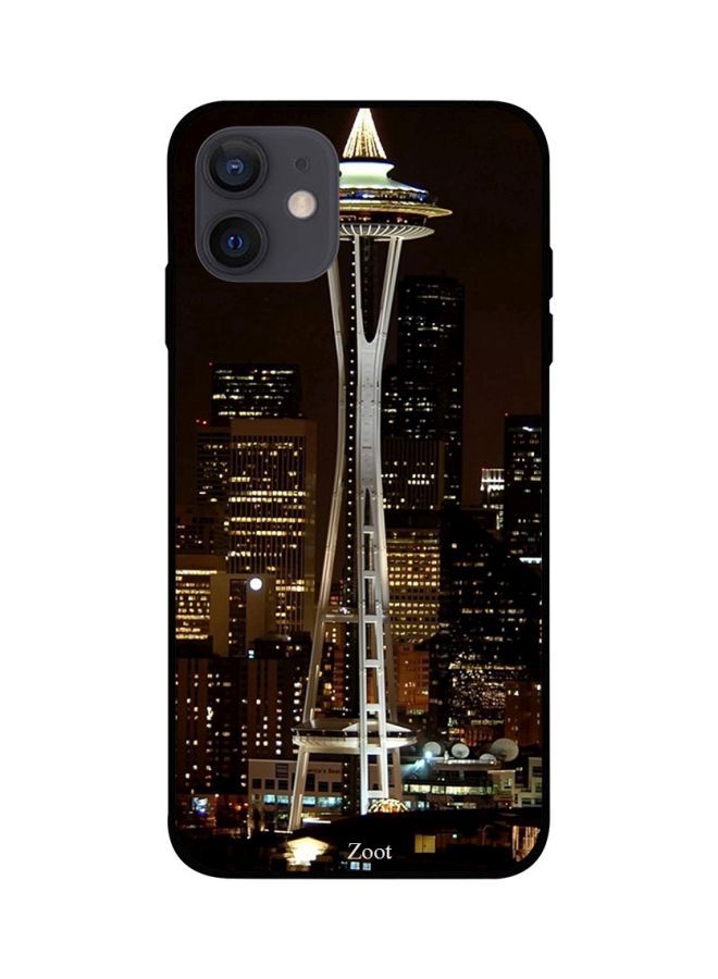 Space Needle Tower Black/White/Brown Printed Back Cover for Apple iPhone 12 Mini