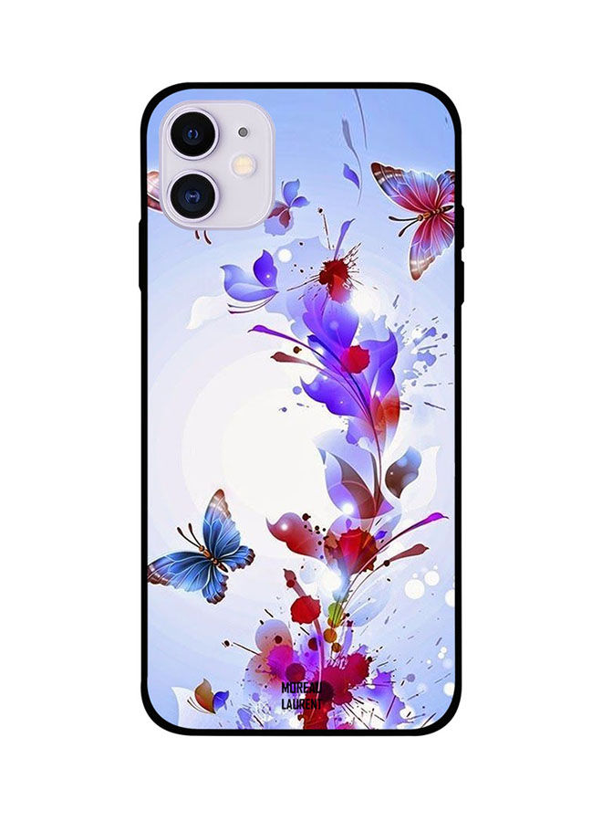 Light Blue Floral Butterflies Printed Back Cover for Apple iPhone 11