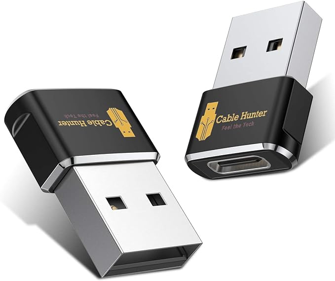 محول كابل هانتر بمنفذ انثى USB فئة C الى موصل ذكر USB A، عدد 2 قطعة - اسود