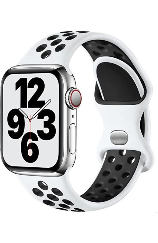 Silicone Strap for Apple Smart Watch 42mm, 44mm- White and Black