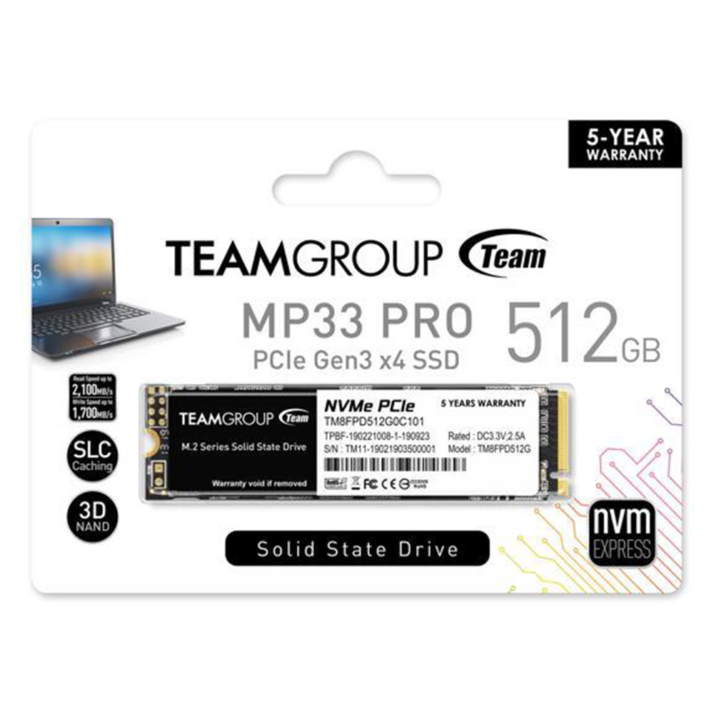Team Group Internal SSD Hard Drive, 512GB, Black - MP33PRO