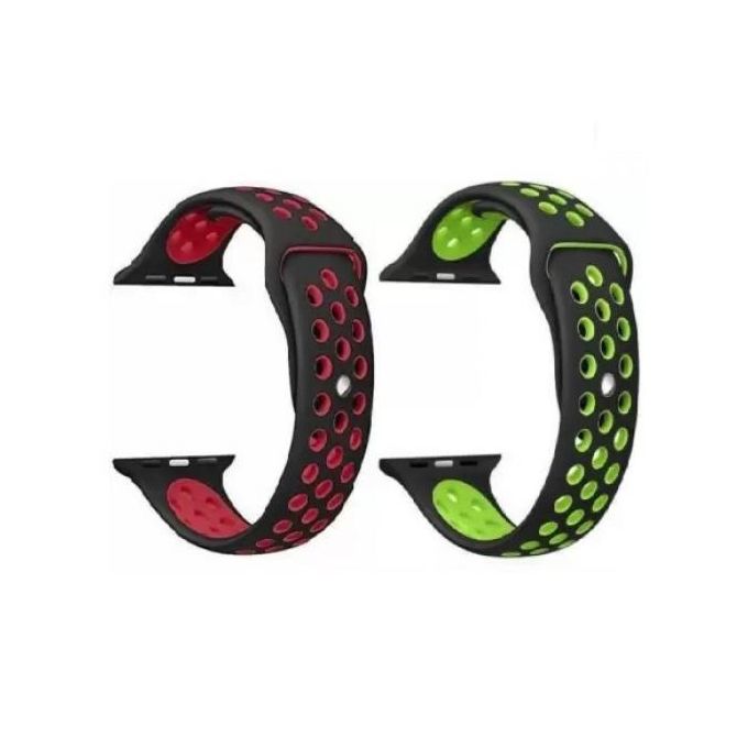 Silicone Sport Strap For Apple Watch Series 7, 45 mm, 2 Pack - Multi Color