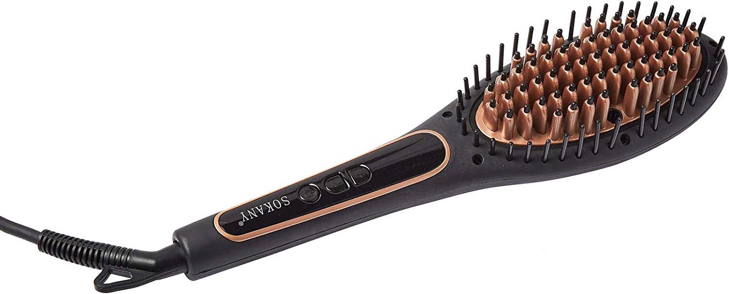 Sokany Hair Straightener Brush, Black - BR-10301