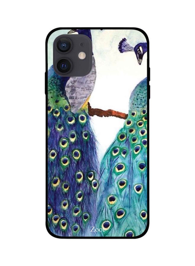 Blue Peacock Printed Back Cover for Apple iPhone 12