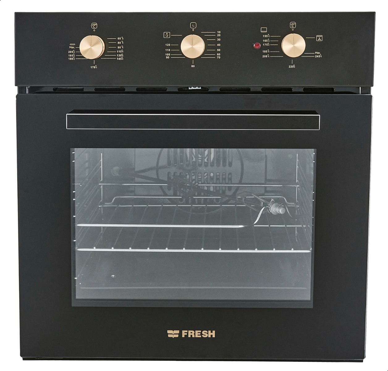 Fresh Built-In Dual Oven With Grill, 56 Liters, Black - 9636