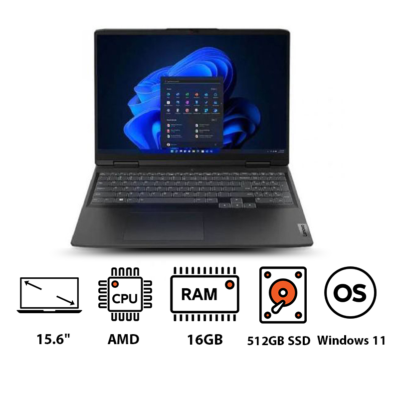 Lenovo IdeaPad Gaming 3- 82SB00MUED Laptop, AMD Ryzen 7 7735HS, 512GB SSD, 16GB RAM, 15.6 Inch FHD 120Hz Display,  NVIDIA GeForce RTX 4050 6GB, Windows 11- Onyx Grey