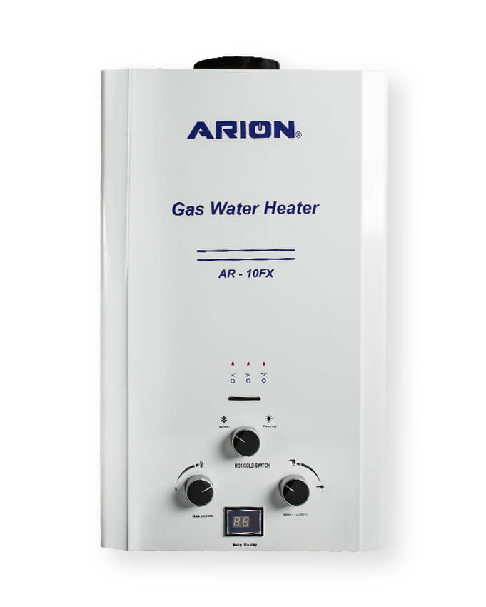 Arion Digital Gas Water Heater with Adapter, 10 Liter, White - AR-10FX