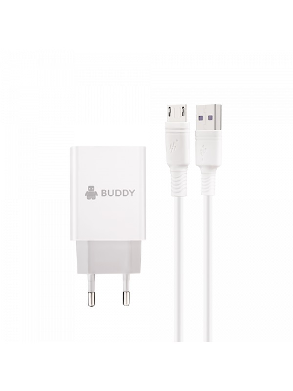 Buddy BUH3 Wall Charger, with Micro USB Cable, 18W - White
