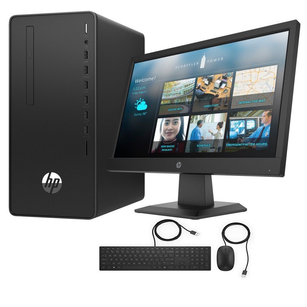 HP 290 G4 1C6W9EA Microtower PC, Intel Core i5-10500, 1TB HDD, 4GB RAM, Intel UHD Graphics 630, Dos - Black with HP P21b G4 Monitor, Keyboard and Mouse