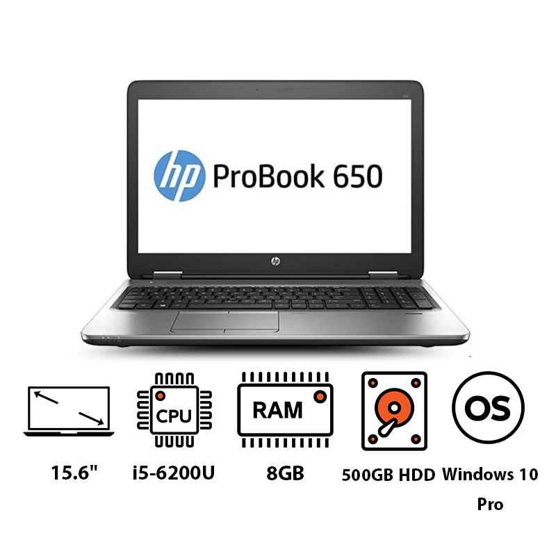 HP ProBook 650 G2 Laptop Intel Core i5 6200U 500GB HDD 8GB RAM 15.6 Inch FHD Intel HD Graphics 4600 Windows 10 Pro Black Best price in Egypt B.TECH
