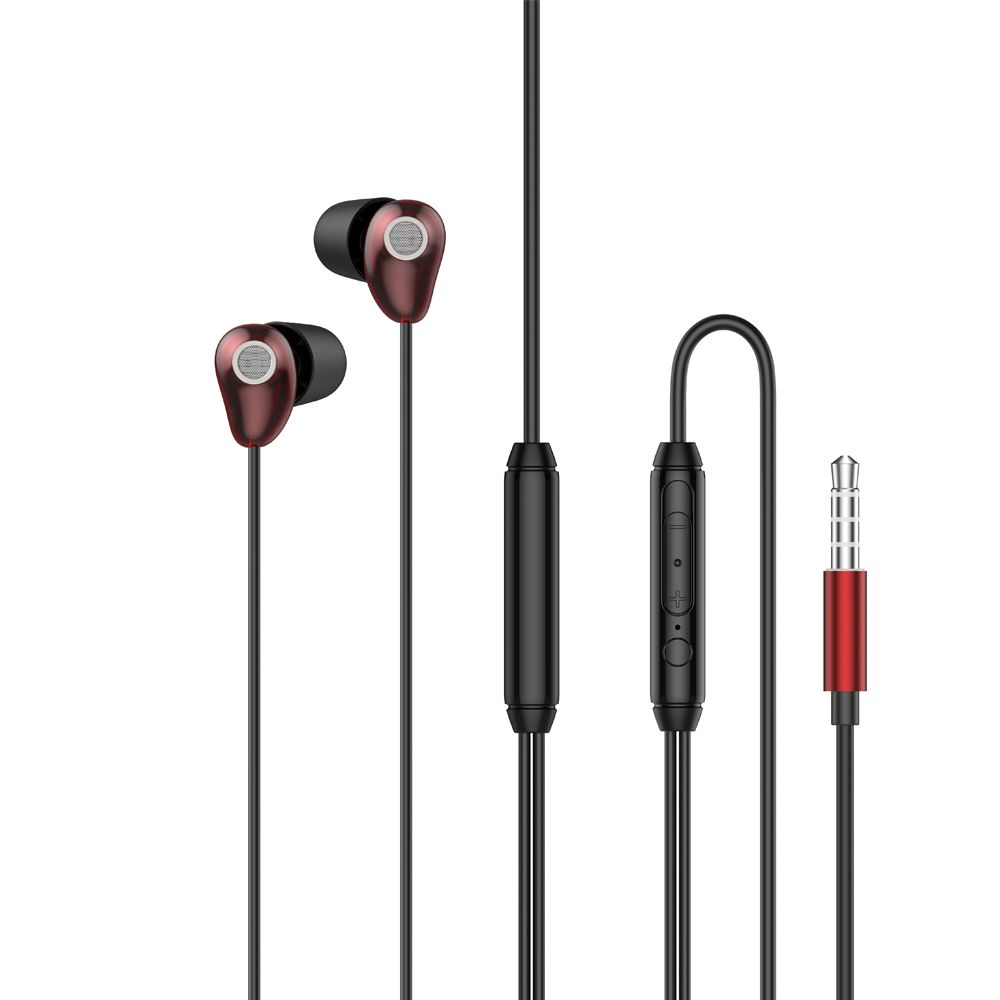 L'avvento Sleeping Wired In-Ear Earphones with Built-in Microphone, Black and Red - HP66R