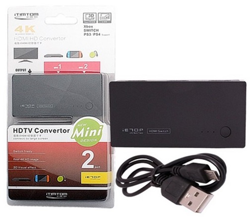 محول HDMI اي توب، 2 منفذ، اسود - Sw-h201