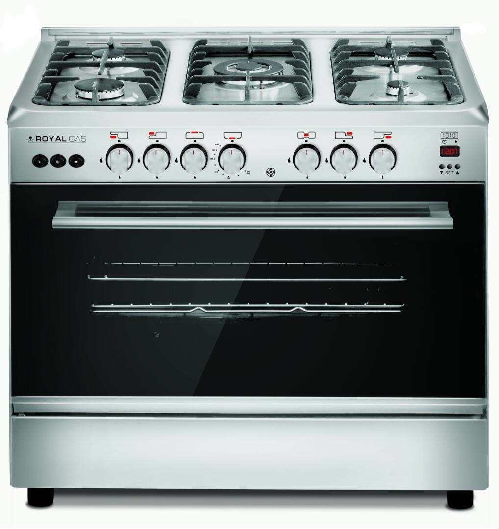 Royal Crystal Cast Freestanding Digital Gas Cooker, 5 Burners, Stainless Steel - 2010255