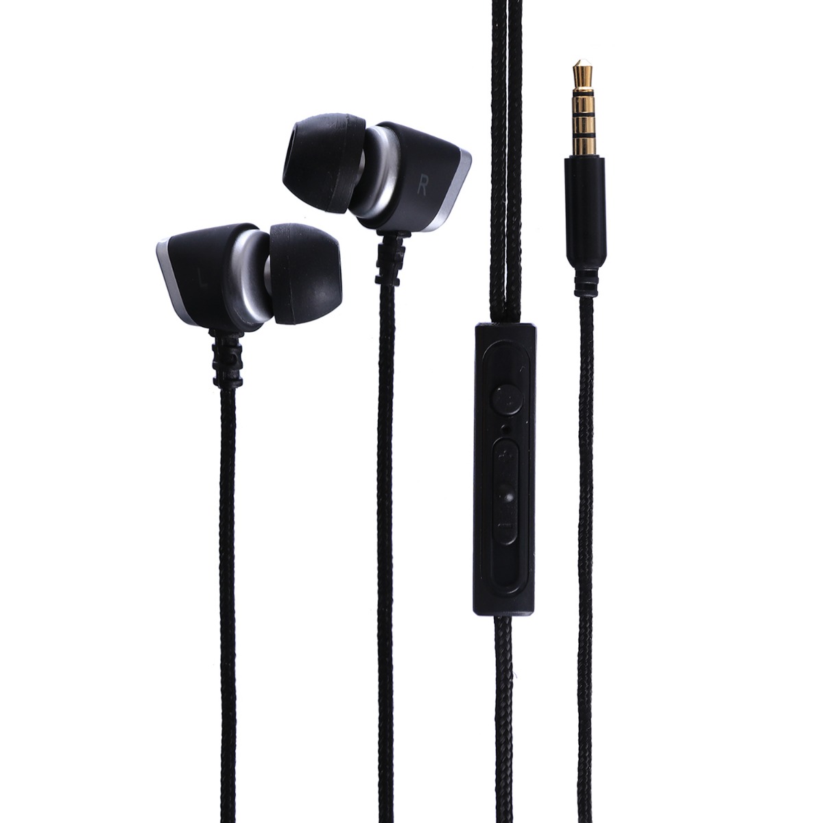 Porsh Dob In-Ear Wired Earphones with Microphone, Black/Silver - E260I