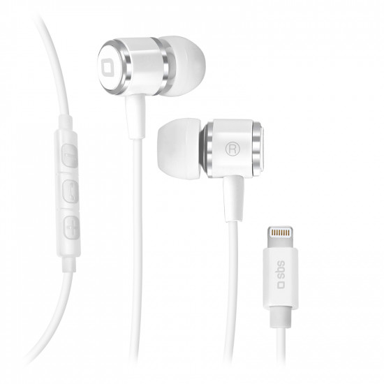 SBS In Ear Wired Stereo Earphones With Lightning Connector, White- TEINEARLIGHTW