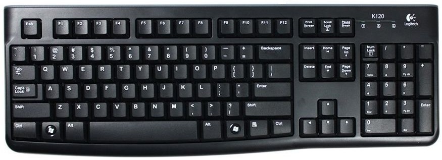 Logitech K120 Wired USB Keyboard, Black - 920-002478