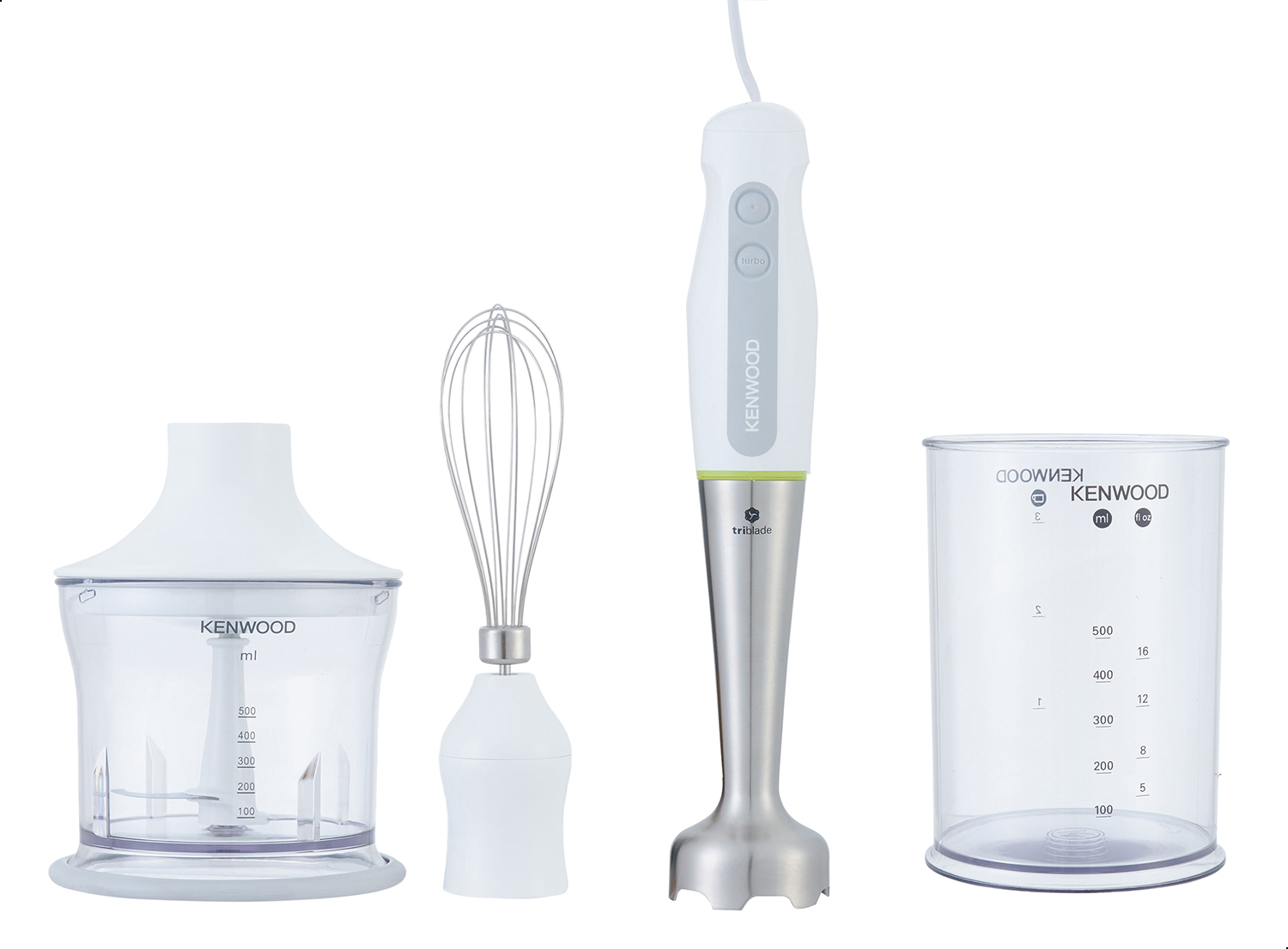 Kenwood Hand Blender Set, 600 Watt, 0.5 Liter, White - HDP109WG