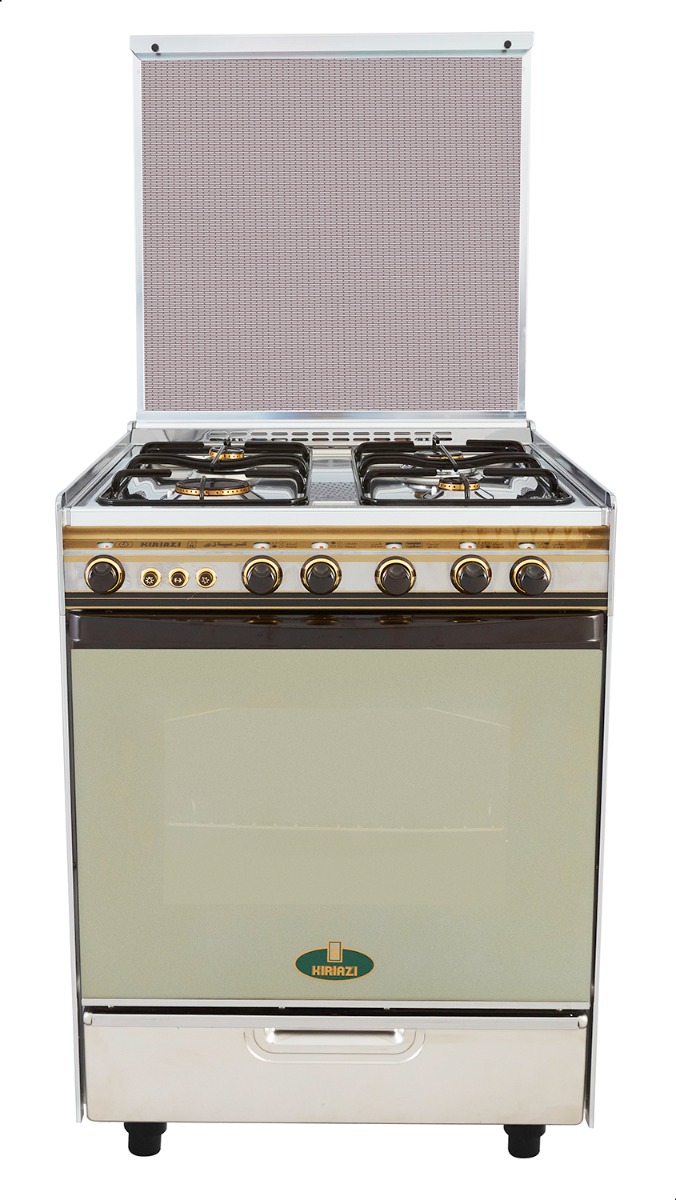 Kiriazi Gas Cooker 4 Burners, Silver - 6400 SS