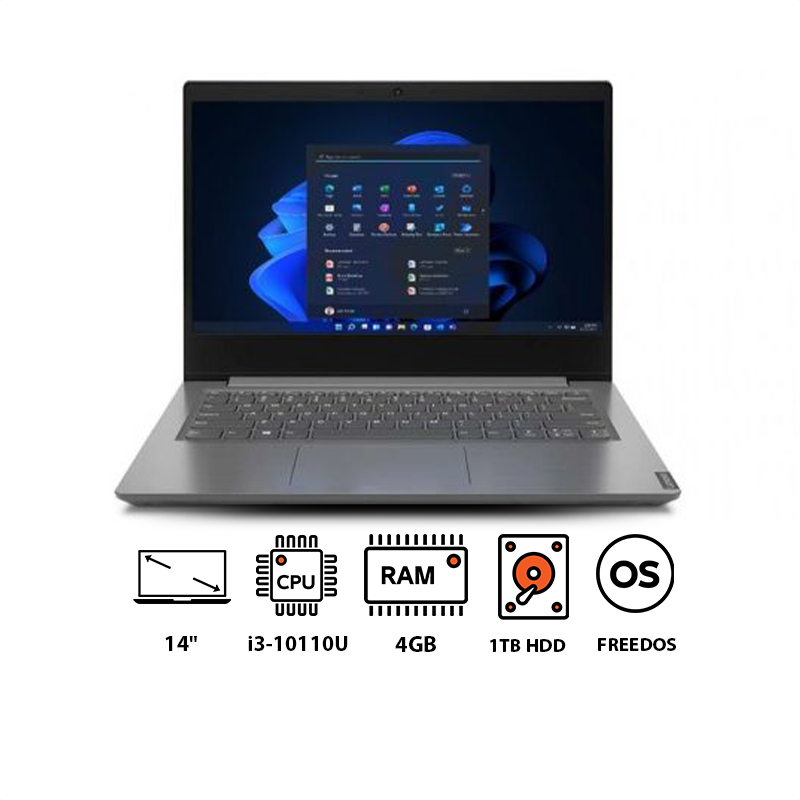 لاب توب لينوفو V14 G1 IML، انتل كور i3-10110U، هارد 1 تيرا HDD، رام 4 جيجا، شاشة مقاس 14 بوصة، دقة FHD، كارت شاشة انتل UHD جرافيكس، فري دوس -  رمادي