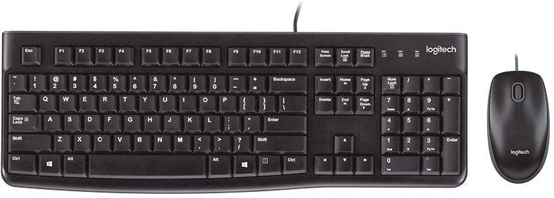 Logitech Wired Desktop Keyboard and Mouse, Black - MK120