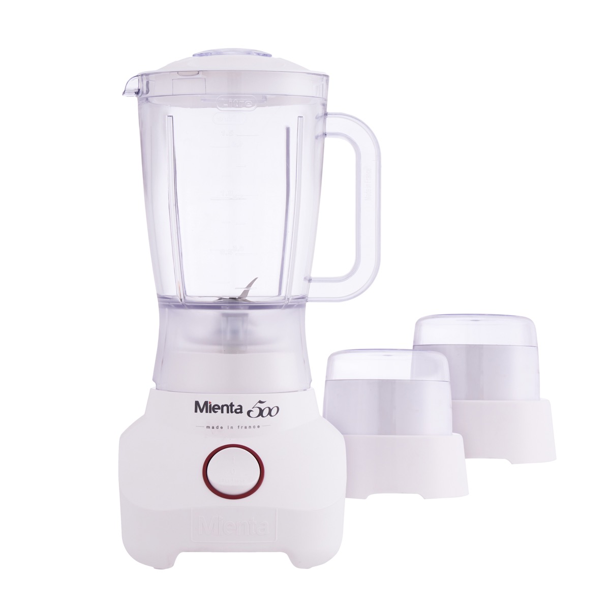 Mienta Jug Blender With Grinder And Mill, 1.5 Liter, 500 Watt, White - BL1251A