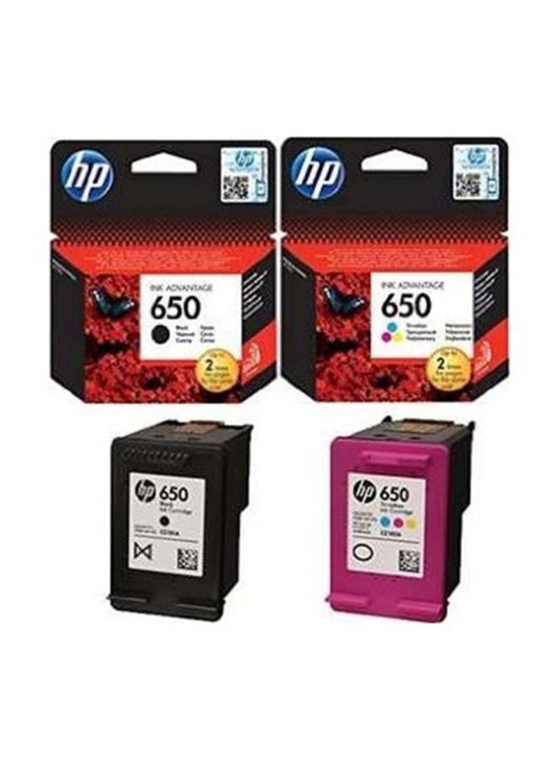 HP Ink Advantage Set of Black and Tri-Color Ink Cartridges, Pack of 2 - 650