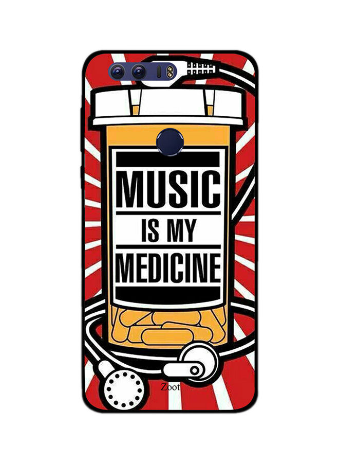 جراب ظهر زوت بلاستيك بطبعة عبارة Music Is My Medicine لهونر 8