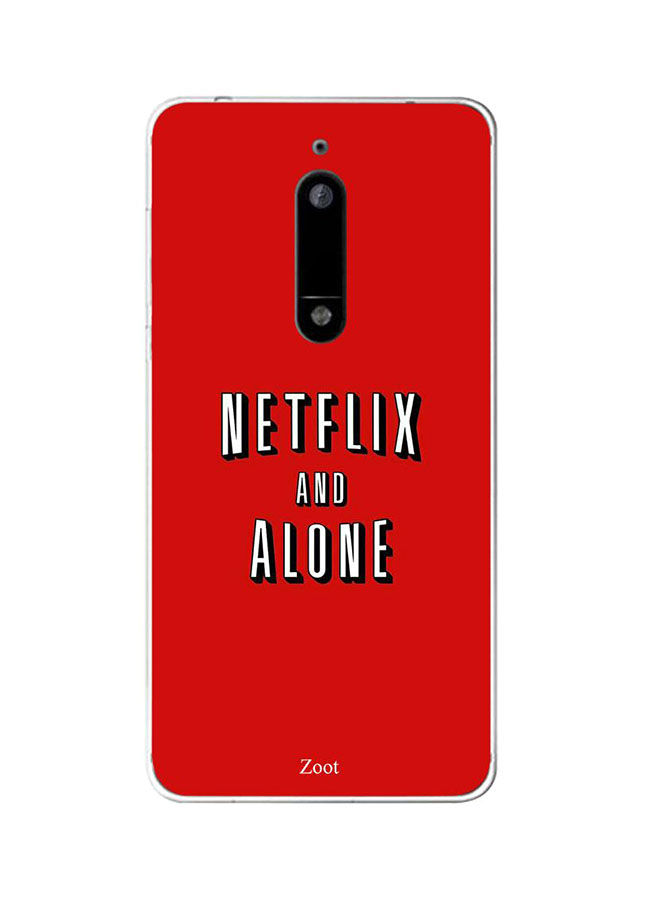 جراب ظهر زووت بطبعة Netflix And Alone لنوكيا 5 ، احمر و ابيض
