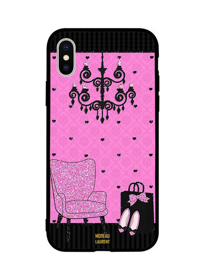 Moreau Laurent Combination Pattern Back Cover for iPhone X- Black and Pink