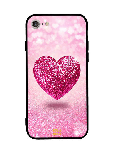 Moreau Laurent Pink Glitter Heart pattern Sticker for Apple iPhone 7 - Pink