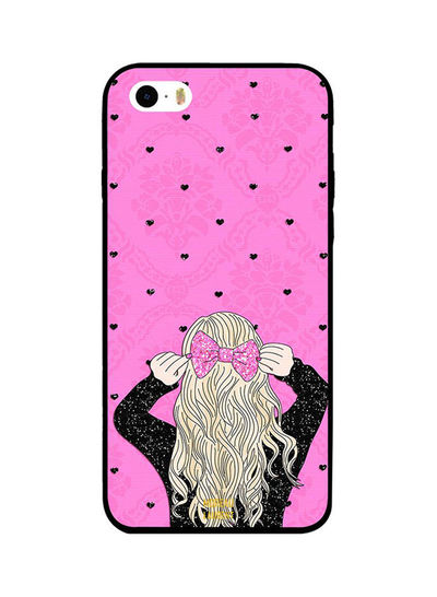 Moreau Laurent Pink Hairclip pattern Back Cover for Apple iPhone SE - Pink and Black