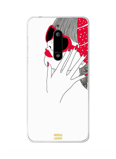 Moreau Laurent Red And Black Girl Glass pattern Back Cover for Nokia 5 - White