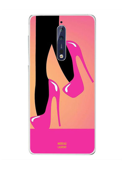 Moreau Laurent Pink Shoes pattern Sticker for Nokia 8 - Pink and Black