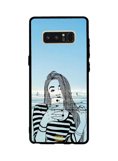 Moreau Laurent Doodle Girl At Beach pattern Sticker for Samsung Galaxy Note8  - Black and Blue