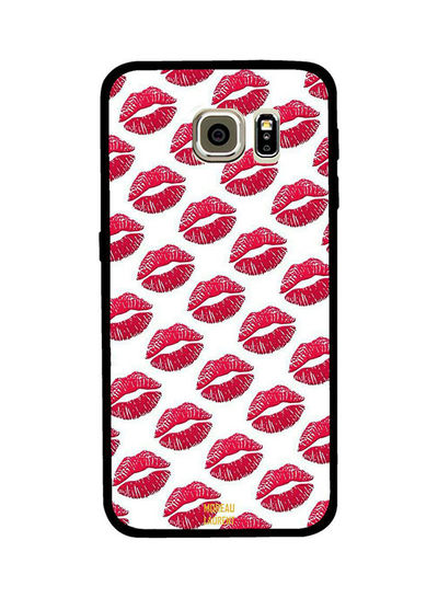 Moreau Laurent Red Lips Tags pattern Sticker for Samsung Galaxy S6 - White and Red