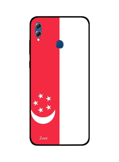 جراب ظهر زوت بطبعة علم سنغافورة لهواوي هونر 8X - احمر وابيض