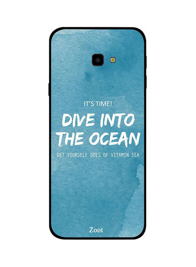 جراب ظهر زوت بطبعة عبارة Dive Into The Ocean لسامسونج جالكسي J4 بلس - ازرق وابيض