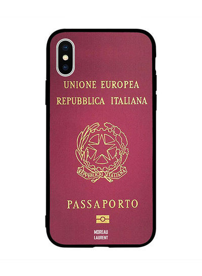 Moreau Laurent Italy Passport pattern Back Cover for Apple iPhone X - Purple and Gold