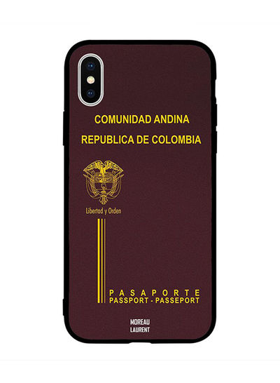 Moreau Laurent Colombia Passport pattern Sticker for Apple iPhone XS Max - Burgundy and Gold