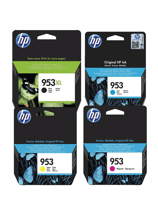 HP Set of 4 High Yield Printer Ink Cartridges - Multi-Color- 953, 953XL