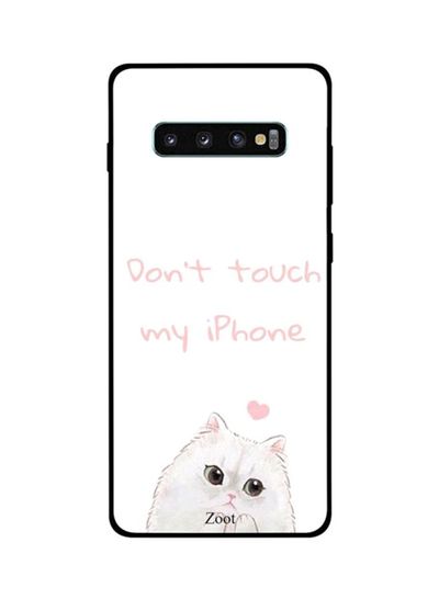 Zoot Dont Touch My iPhone Pattern Back Cover forSamsung Galaxy S10- White and Pink