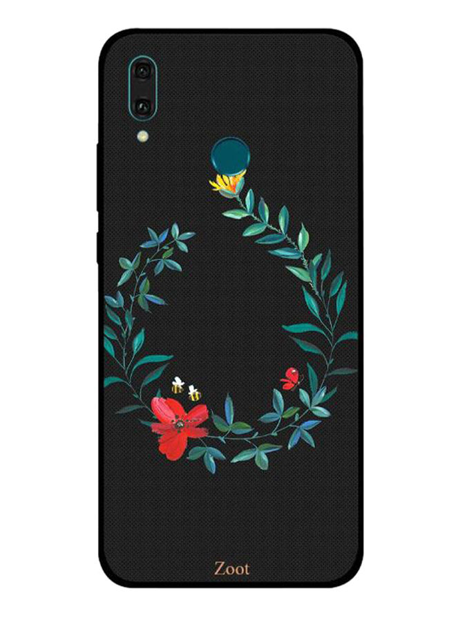 Zoot Flower Bee Printed Back Cover For Huawei Y9 2019 , Black And Multi Color