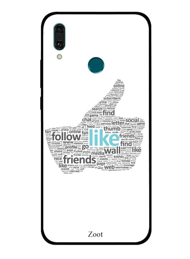 Zoot Like Printed Back Cover For Huawei Y9 2019 , White And Black