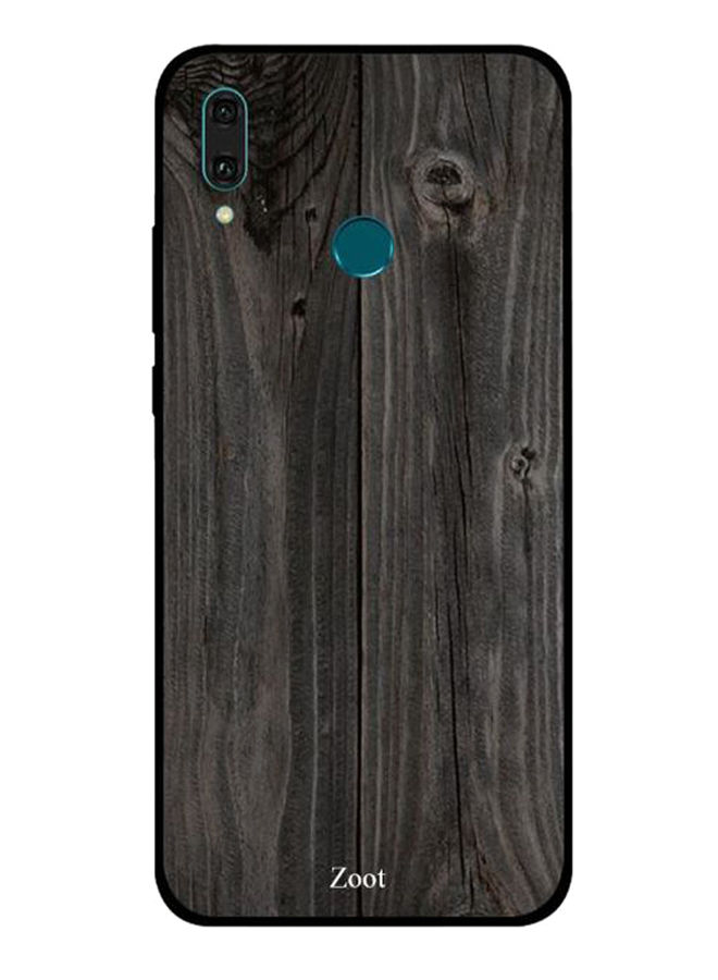 Zoot Wooden Pattern Printed Back Cover For Huawei Y9 2019 , Dark Grey And Black