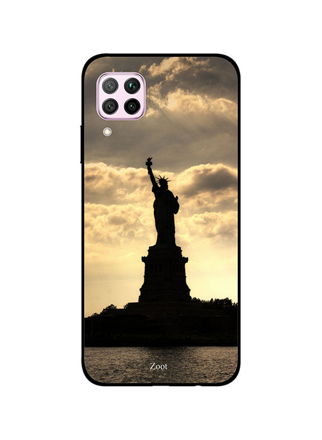 Zoot Statue Of Liberty Printed Back Cover For Huawei Nova 7I , Black And Beige