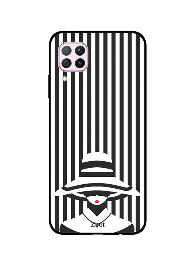 Zoot Stripes Lady Printed Back Cover For Huawei Nova 7I , White And Black