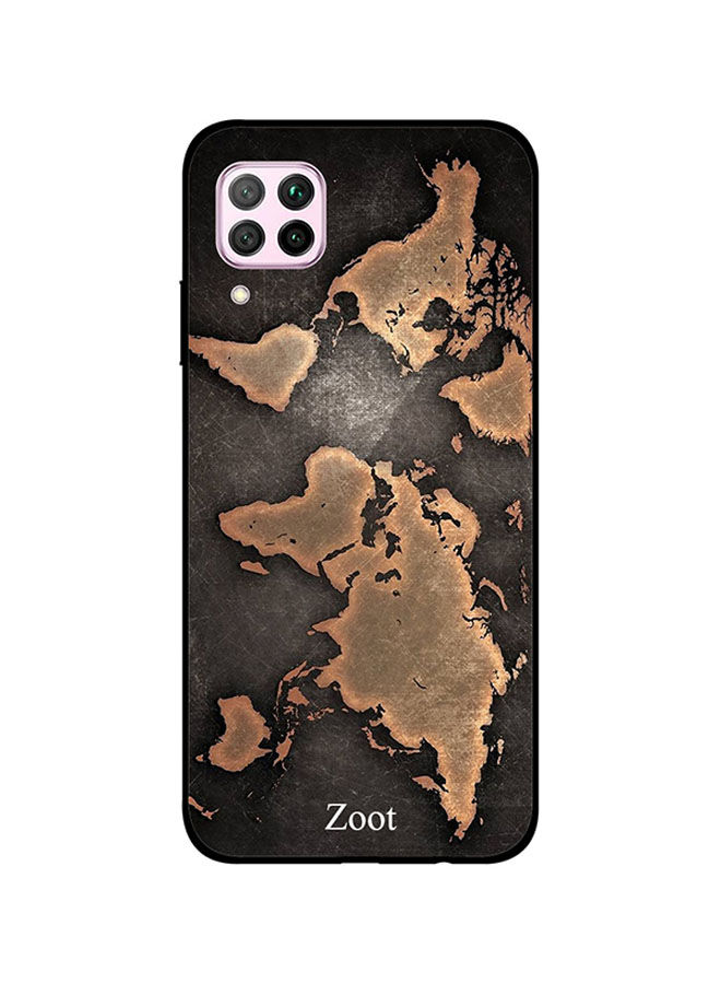 Zoot World Map Printed Back Cover For Huawei Nova 7I , Black And Gold
