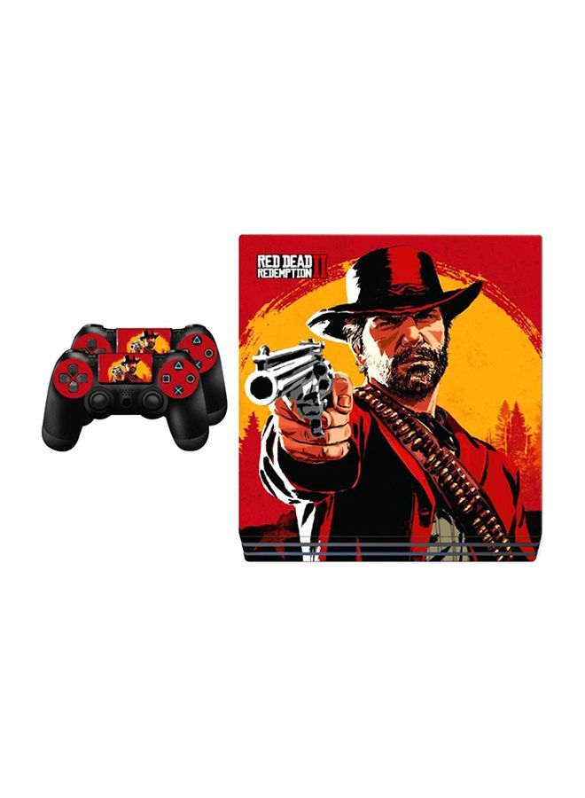 4-Piece Red Dead Redemption II Printed Stickers for Sony PlayStation 4 and Controllers - FP-0421